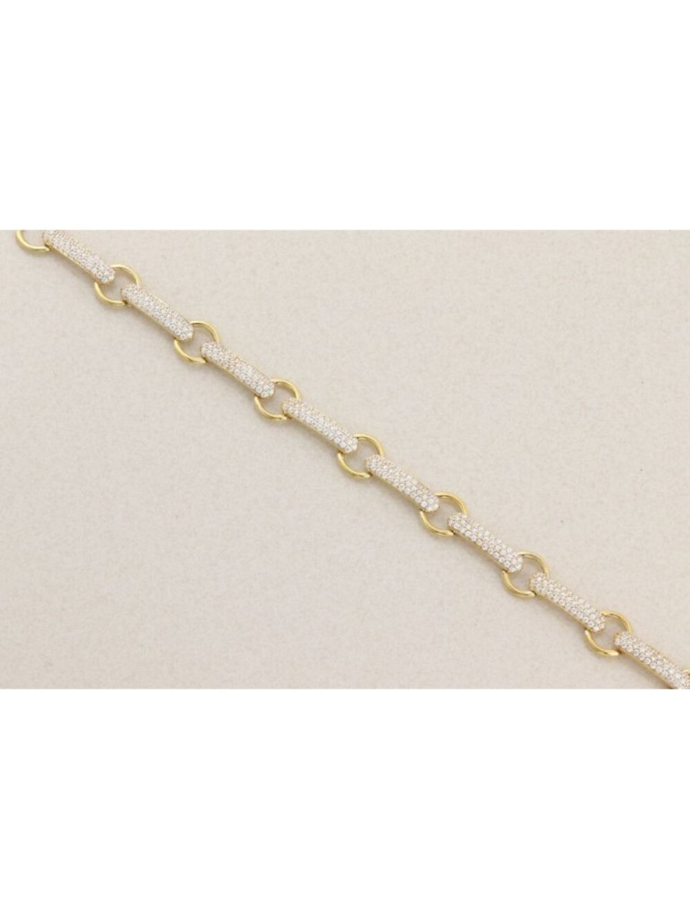 18k Gold Over Sterling Silver Sparkly Cubic Zirconia Bracelet 7 3/4" inch - Picture 4 of 8